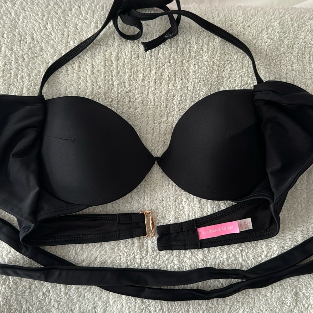 Victoria's Secret Black Halter Padded Push-Up Bikini Top